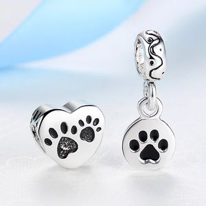 Paw Print Heart Charm Set
